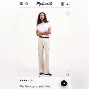 NWT Madewell Slouchy Straight Pant, size 4